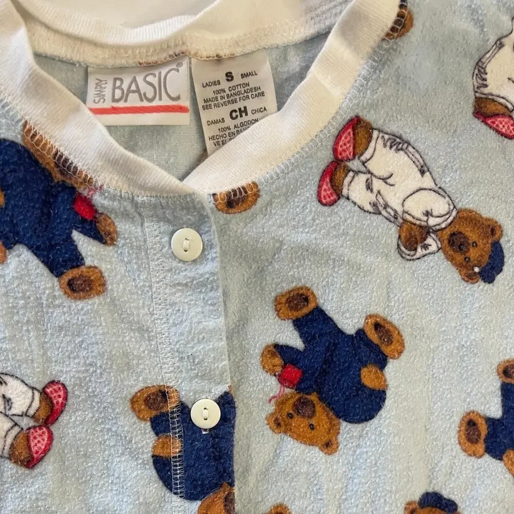 Vintage Simply Basic Teddy Bear Night Gown Dress Nightie Granny Core Women Small